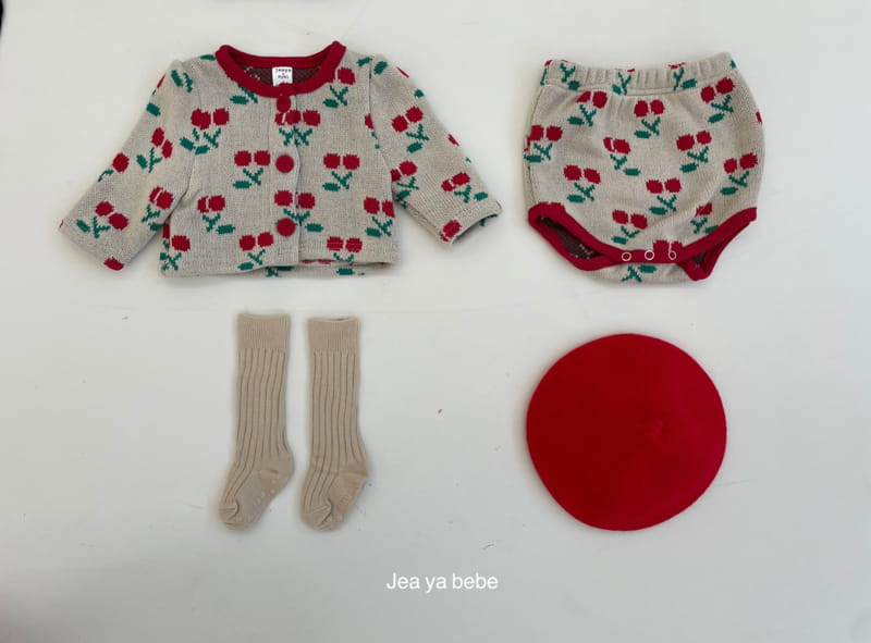 JEAYA & MYMI - Korean Children Fashion - #Kfashion4kids - Cherry Knit Top Bottom Set