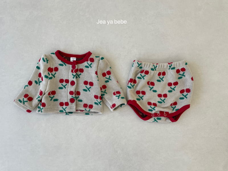 JEAYA & MYMI - Korean Children Fashion - #Kfashion4kids - Cherry Knit Top Bottom Set - 4