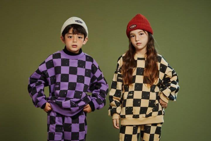 KOKOYARN - Korean Children Fashion - #Kfashion4kids - Checker Board Top Bottom Set