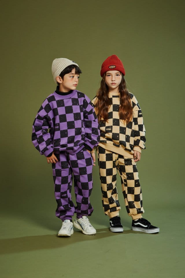 KOKOYARN - Korean Children Fashion - #Kfashion4kids - Checker Board Top Bottom Set - 2