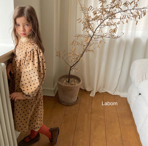 LABOM - Korean Children Fashion - #Kfashion4kids - Heart Rib One-piece