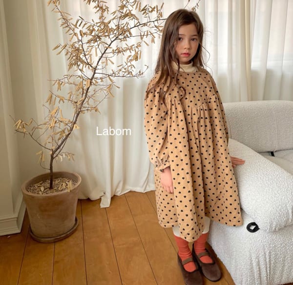 LABOM - Korean Children Fashion - #Kfashion4kids - Heart Rib One-piece - 3