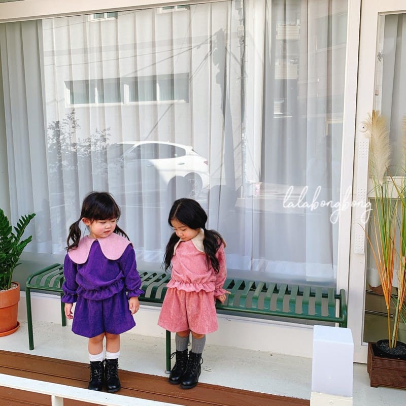 LALABONGBONG - Korean Children Fashion - #Kfashion4kids - Big Collar Top Pants Set