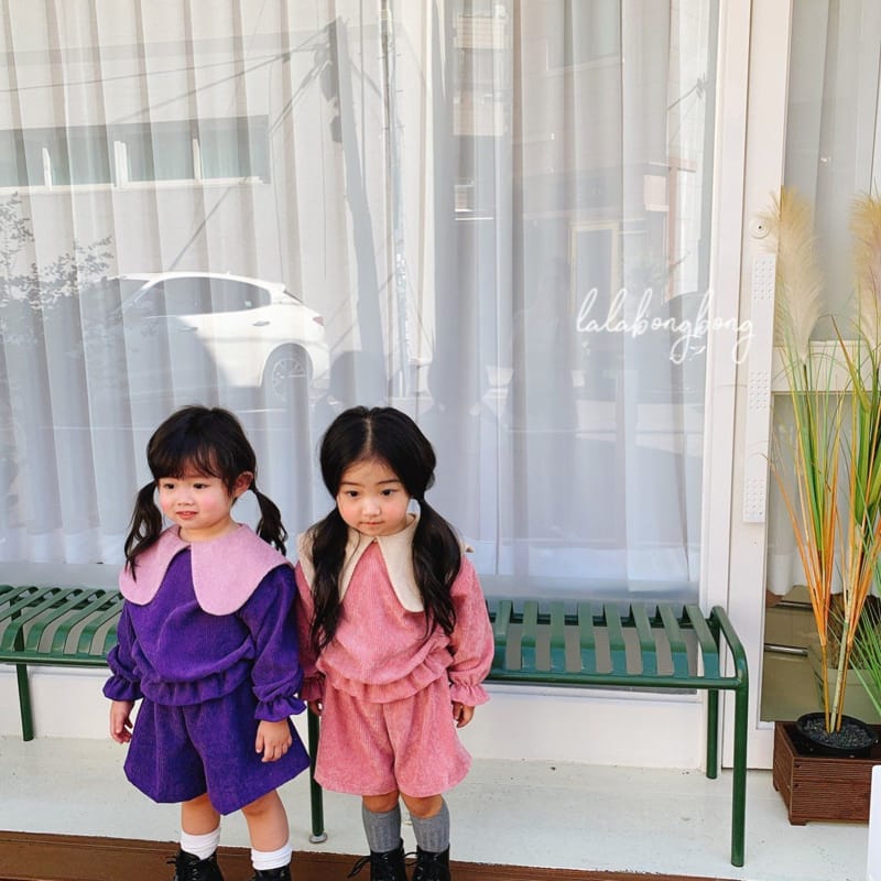 LALABONGBONG - Korean Children Fashion - #Kfashion4kids - Big Collar Top Pants Set - 2