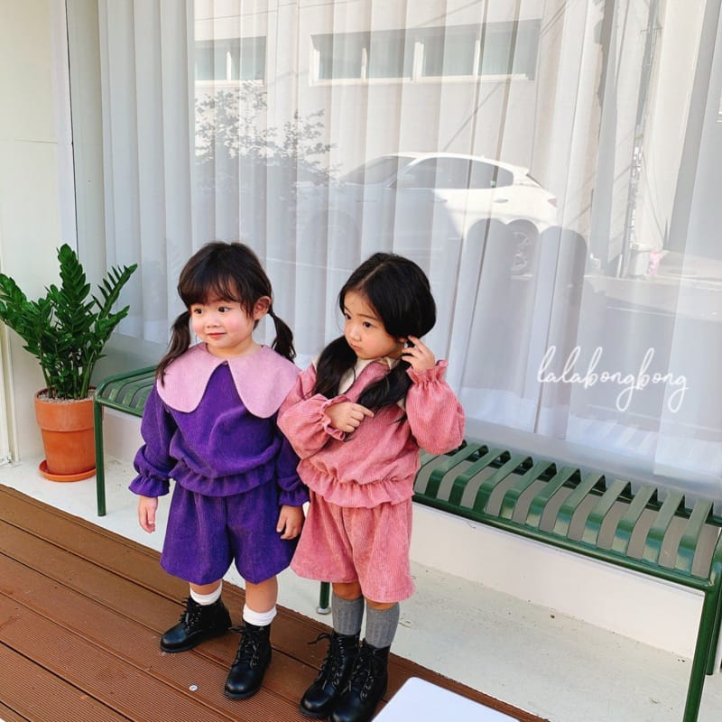 LALABONGBONG - Korean Children Fashion - #Kfashion4kids - Big Collar Top Pants Set - 3