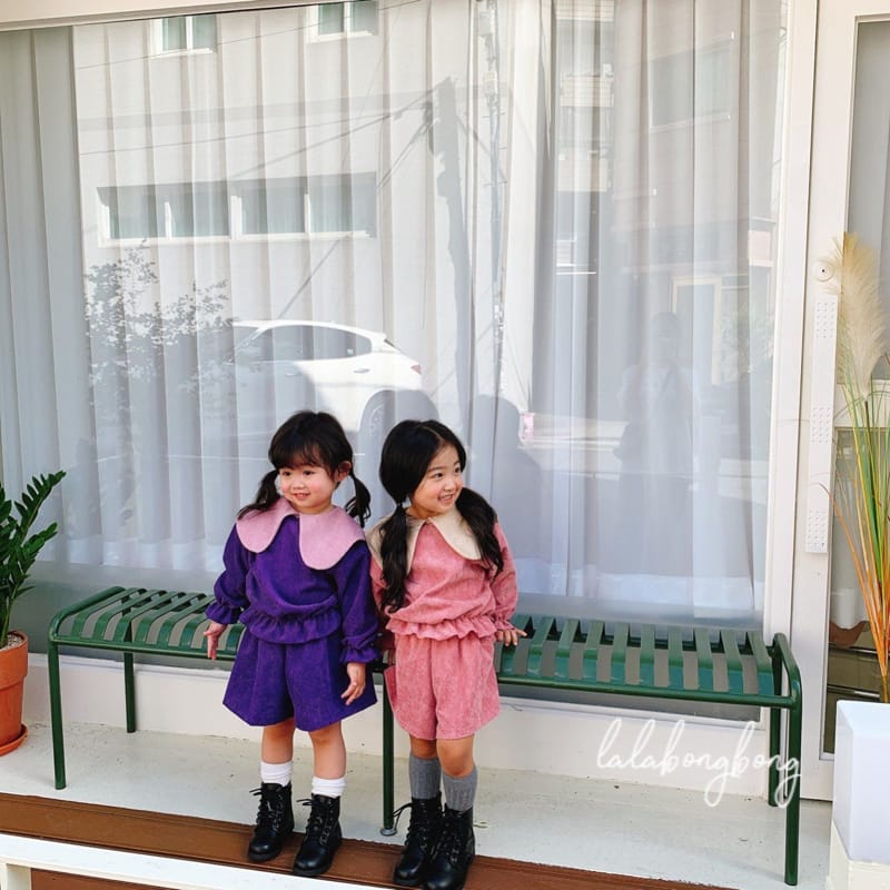 LALABONGBONG - Korean Children Fashion - #Kfashion4kids - Big Collar Top Pants Set - 9