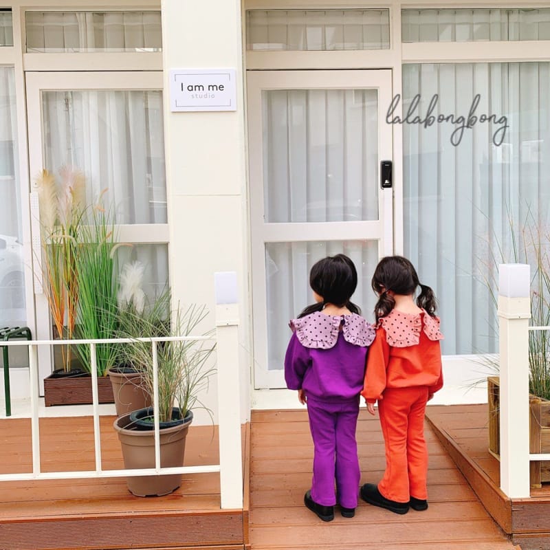 LALABONGBONG - Korean Children Fashion - #Kfashion4kids - Dot Collar Top Bottom Set