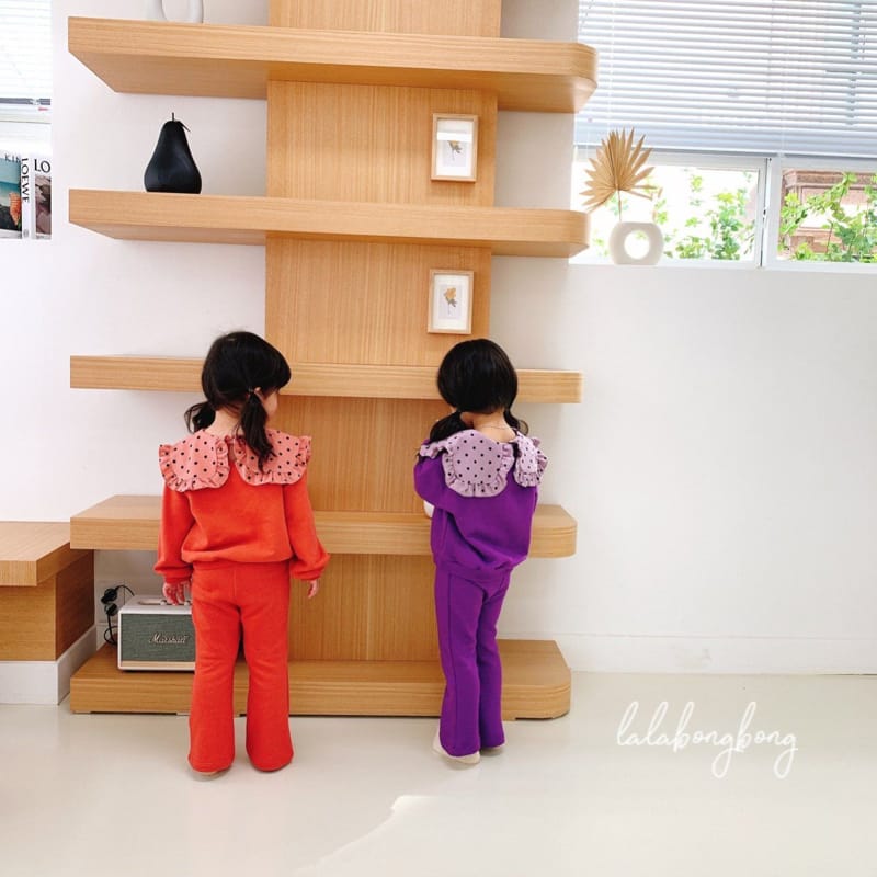 LALABONGBONG - Korean Children Fashion - #Kfashion4kids - Dot Collar Top Bottom Set - 10