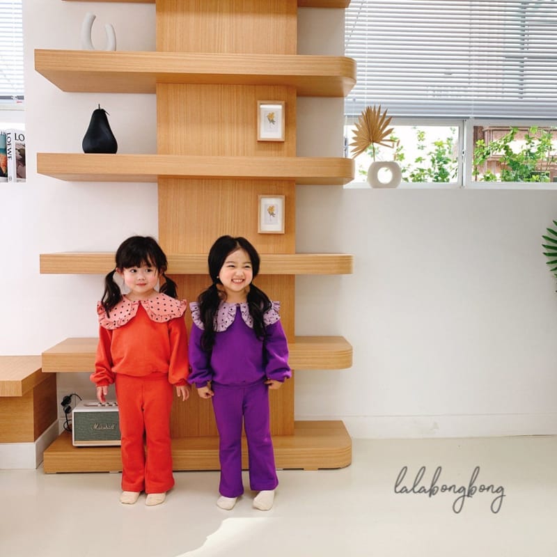 LALABONGBONG - Korean Children Fashion - #Kfashion4kids - Dot Collar Top Bottom Set - 11