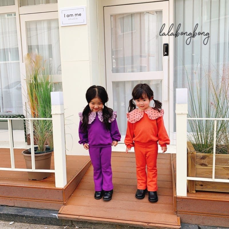 LALABONGBONG - Korean Children Fashion - #Kfashion4kids - Dot Collar Top Bottom Set - 3