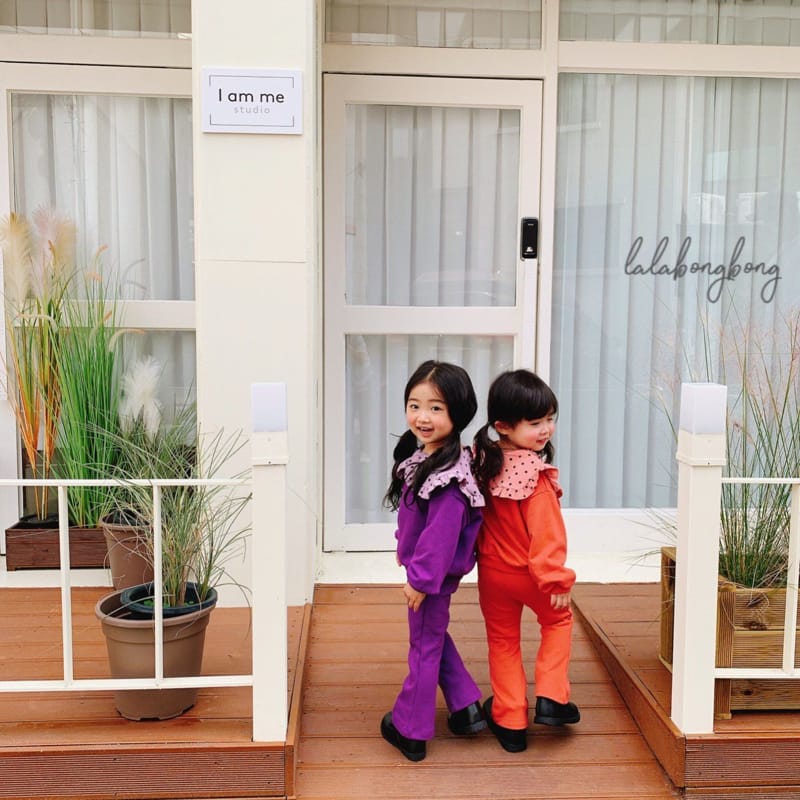 LALABONGBONG - Korean Children Fashion - #Kfashion4kids - Dot Collar Top Bottom Set - 4