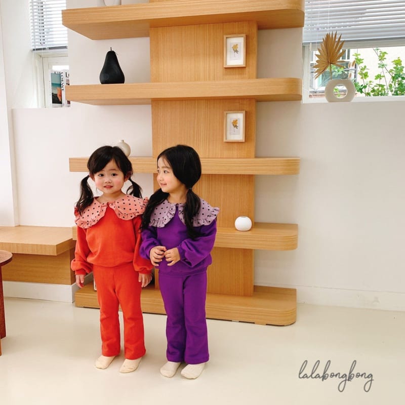 LALABONGBONG - Korean Children Fashion - #Kfashion4kids - Dot Collar Top Bottom Set - 5