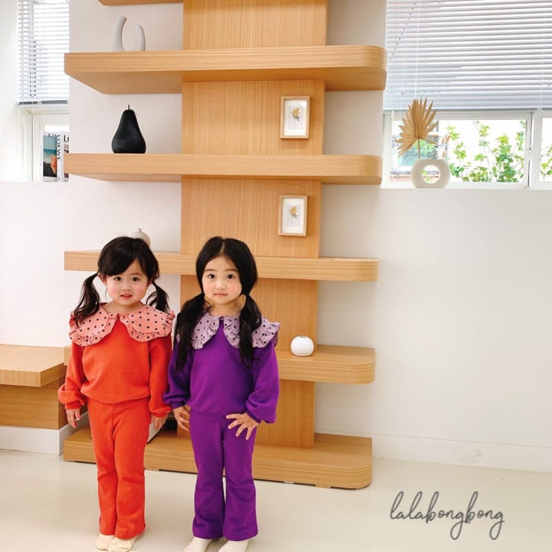 LALABONGBONG - Korean Children Fashion - #Kfashion4kids - Dot Collar Top Bottom Set - 6
