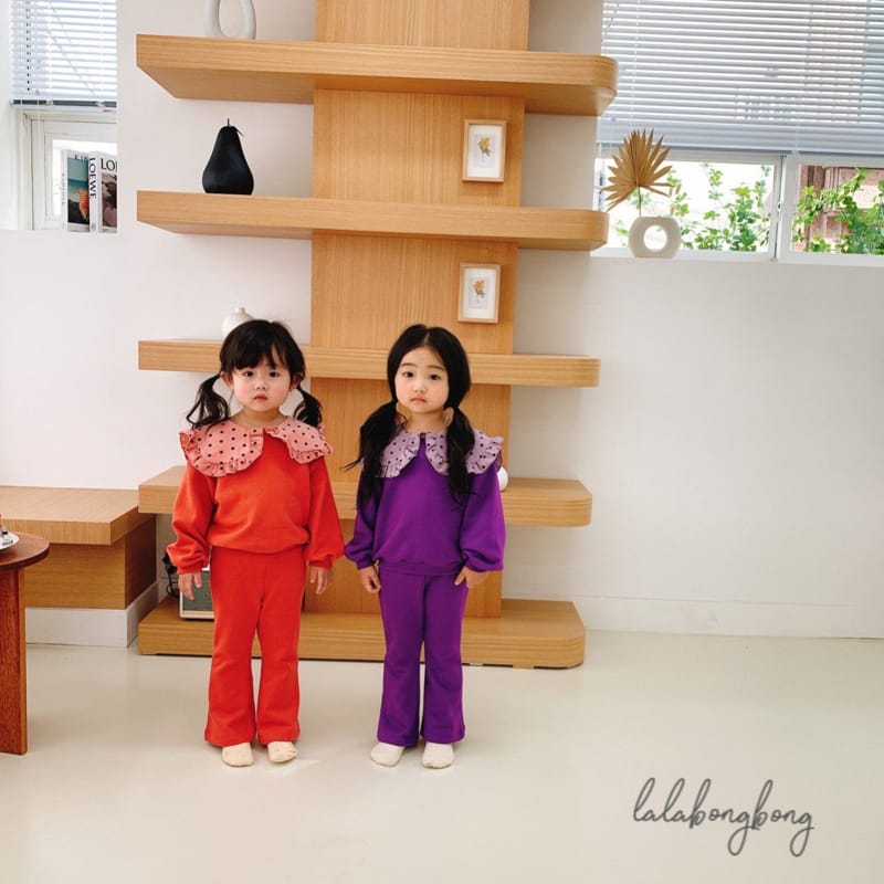 LALABONGBONG - Korean Children Fashion - #Kfashion4kids - Dot Collar Top Bottom Set - 7