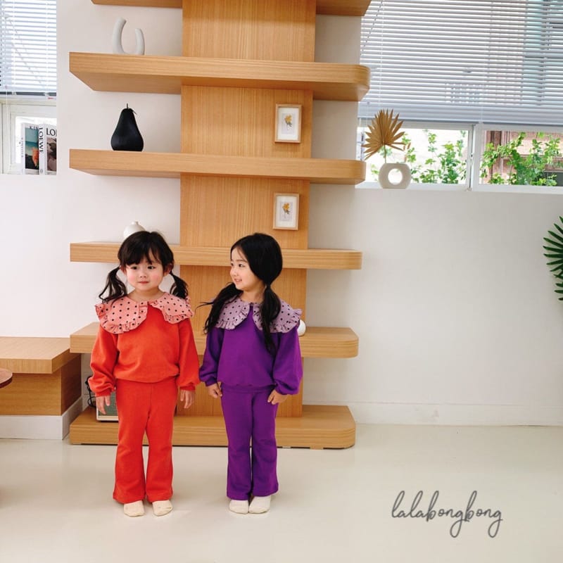 LALABONGBONG - Korean Children Fashion - #Kfashion4kids - Dot Collar Top Bottom Set - 8
