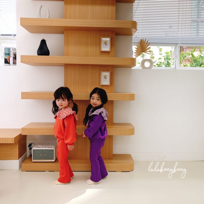 LALABONGBONG - Korean Children Fashion - #Kfashion4kids - Dot Collar Top Bottom Set - 9