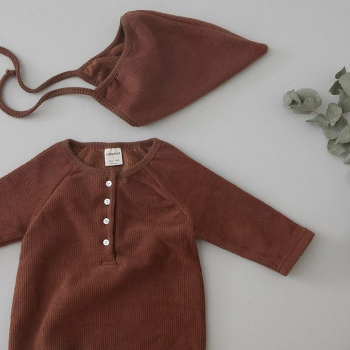 LEMONADE - Korean Children Fashion - #Kfashion4kids - Mink Rib Bodysuit with Bonnet - 5