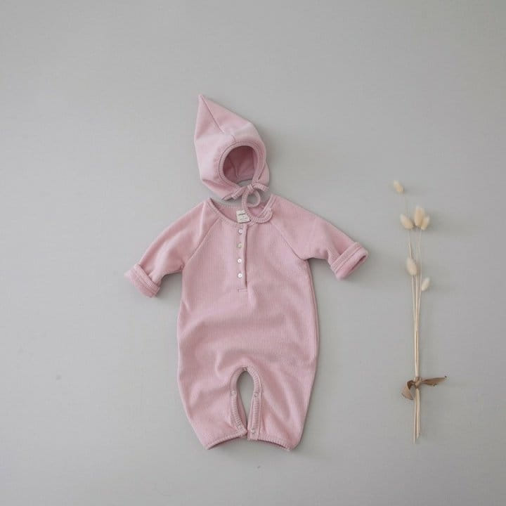 LEMONADE - Korean Children Fashion - #Kfashion4kids - Mink Rib Bodysuit with Bonnet - 9