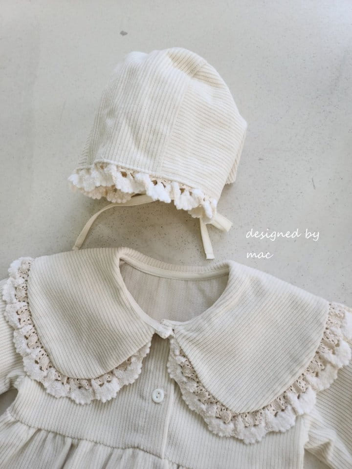 MAC - Korean Children Fashion - #Kfashion4kids - Rib Big Collar Bodysuit with Boonet - 2