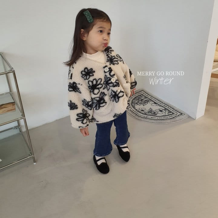 MERRY GO ROUND - Korean Children Fashion - #Kfashion4kids - Flower Fleece Jumper