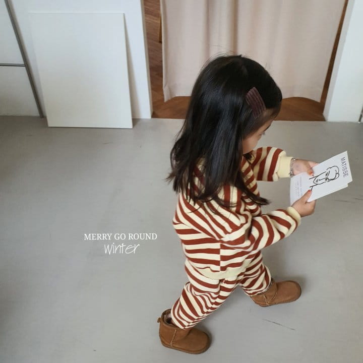 MERRY GO ROUND - Korean Children Fashion - #Kfashion4kids - Stripes Top Bottom Set - 8
