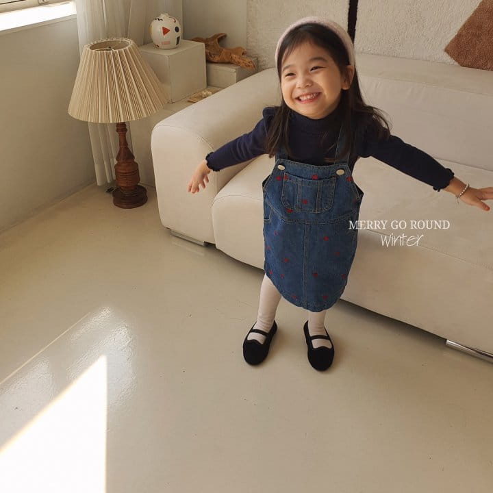 MERRY GO ROUND - Korean Children Fashion - #Kfashion4kids - Heart Denim Dungarees One-piece