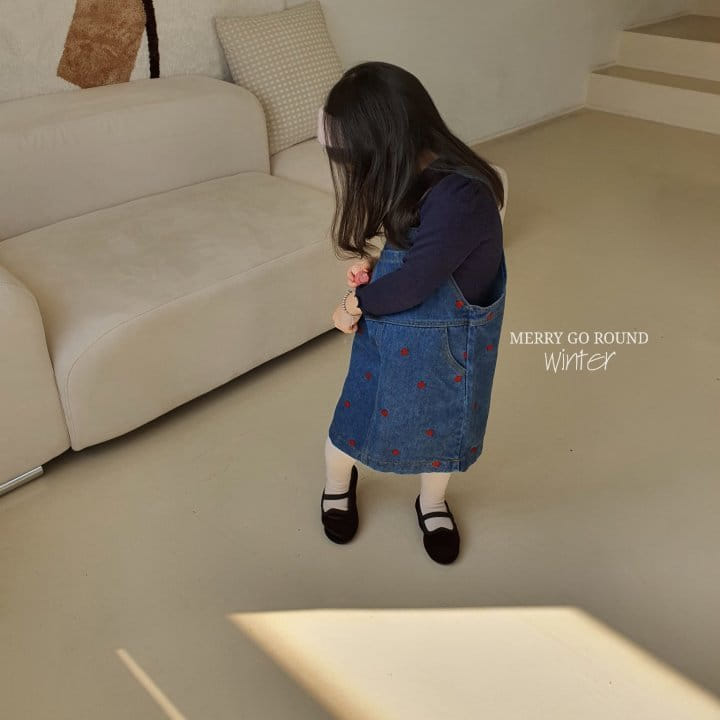 MERRY GO ROUND - Korean Children Fashion - #Kfashion4kids - Heart Denim Dungarees One-piece - 2