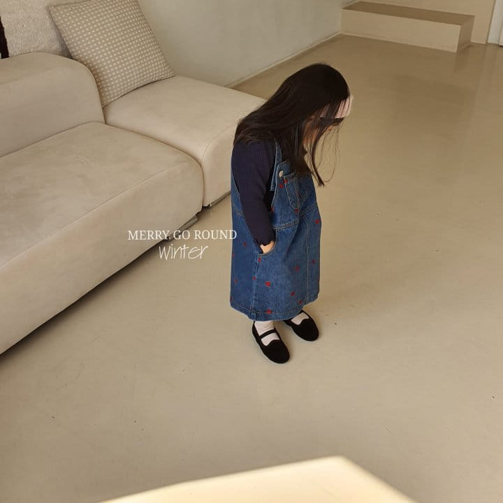 MERRY GO ROUND - Korean Children Fashion - #Kfashion4kids - Heart Denim Dungarees One-piece - 3