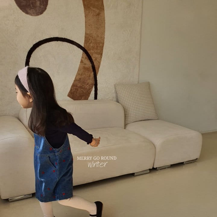 MERRY GO ROUND - Korean Children Fashion - #Kfashion4kids - Heart Denim Dungarees One-piece - 4