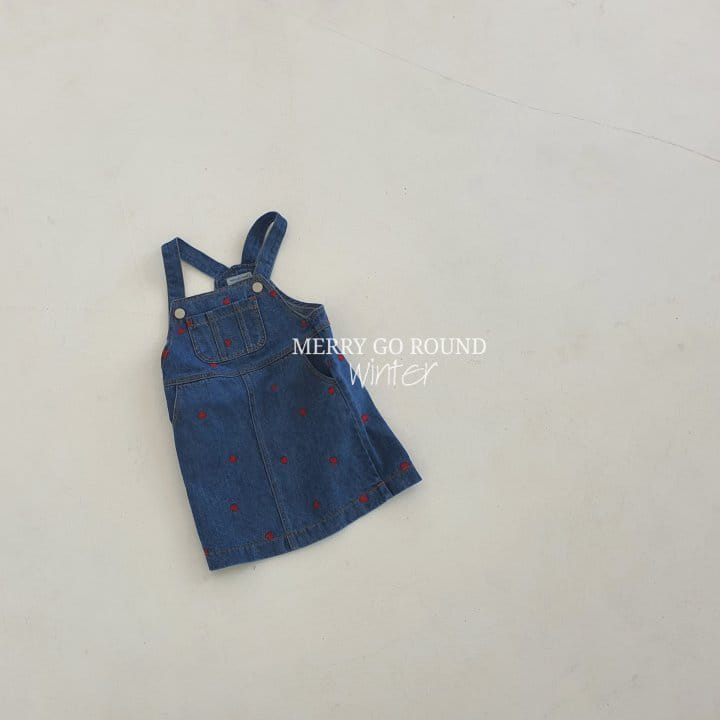 MERRY GO ROUND - Korean Children Fashion - #Kfashion4kids - Heart Denim Dungarees One-piece - 5