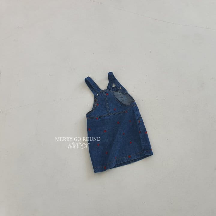 MERRY GO ROUND - Korean Children Fashion - #Kfashion4kids - Heart Denim Dungarees One-piece - 6