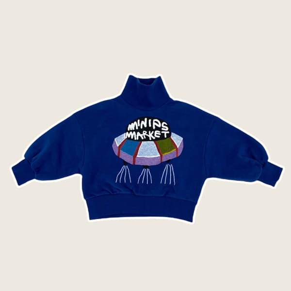 MINI PS MARKET - Korean Children Fashion - #Kfashion4kids - Spaceship Printing Turtleneck Sweatshirt
