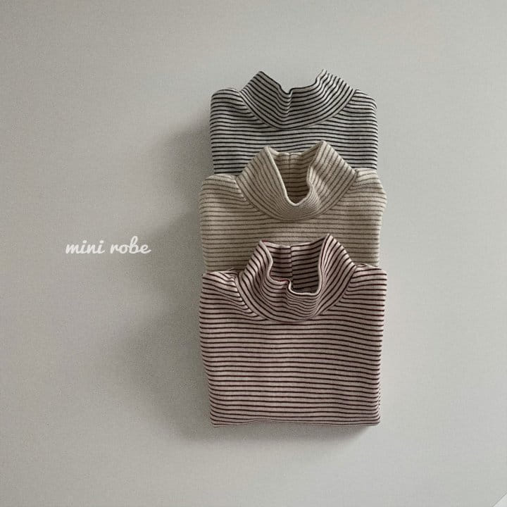 MINI ROBE - Korean Children Fashion - #Kfashion4kids - Daily Turtleneck Stripes Tee