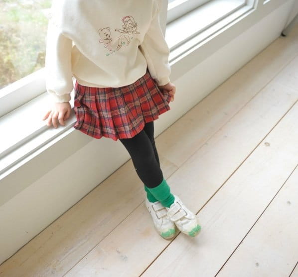 MOMO ANN - Korean Children Fashion - #Kfashion4kids - Check Wrinkle Skirt Leggings - 3