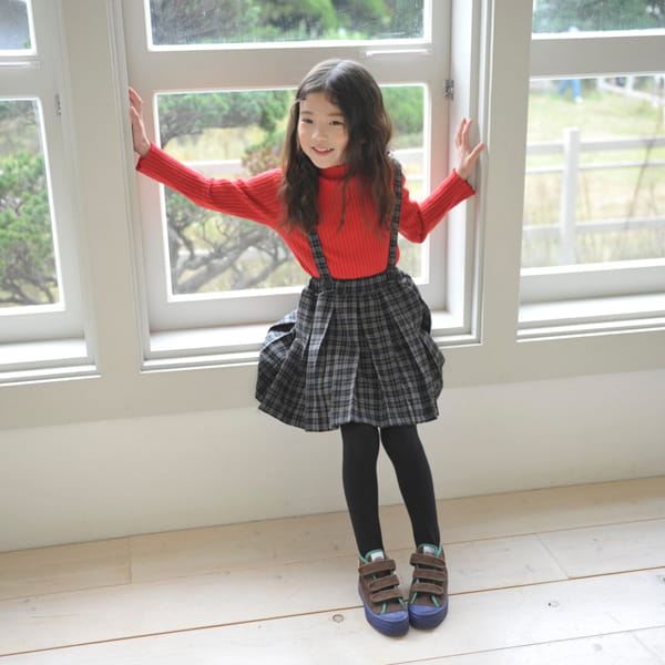 MOMO ANN - Korean Children Fashion - #Kfashion4kids - Wrinkle Dungarees Skirt - 4