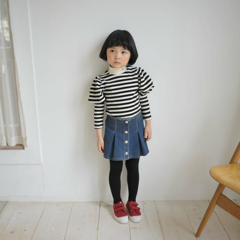 MOMO ANN - Korean Children Fashion - #Kfashion4kids - Stripes Puff Tee