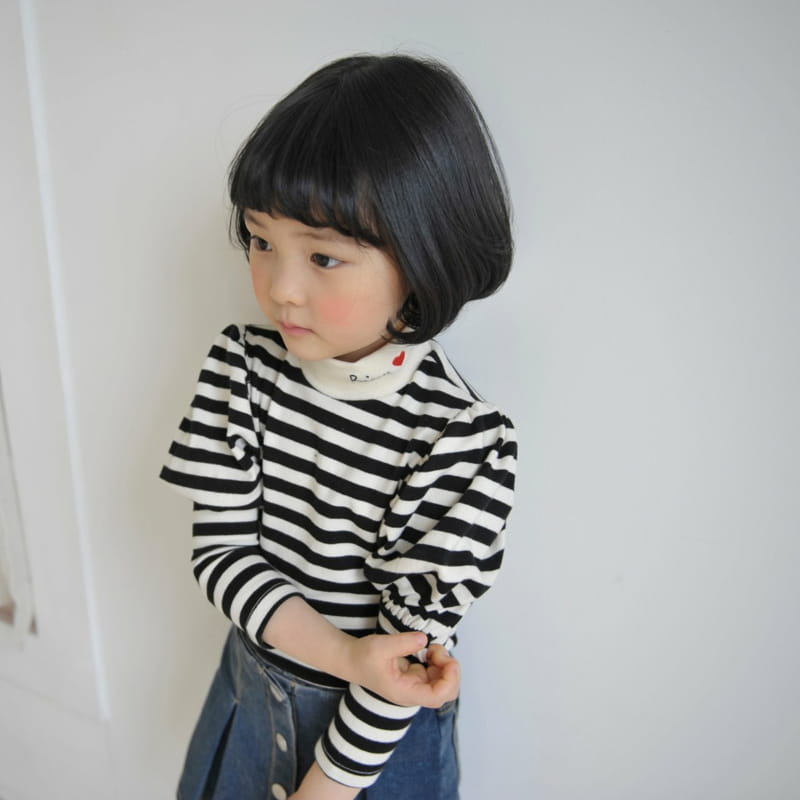 MOMO ANN - Korean Children Fashion - #Kfashion4kids - Stripes Puff Tee - 4