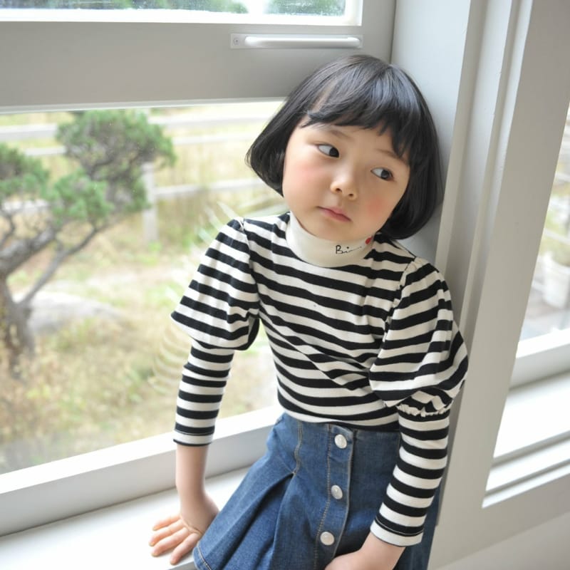 MOMO ANN - Korean Children Fashion - #Kfashion4kids - Stripes Puff Tee - 5