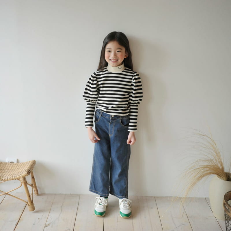 MOMO ANN - Korean Children Fashion - #Kfashion4kids - Stripes Puff Tee - 6