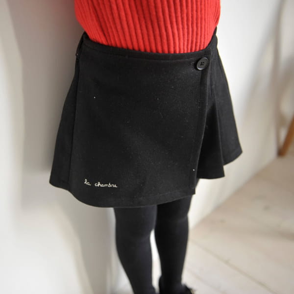 MOMO ANN - Korean Children Fashion - #Kfashion4kids - Blaack Wrap Skirt Pants - 2