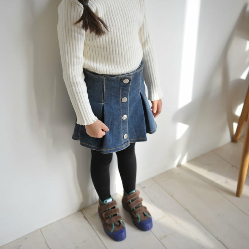 MOMO ANN - Korean Children Fashion - #Kfashion4kids - Button Denim Skirt Pants - 5