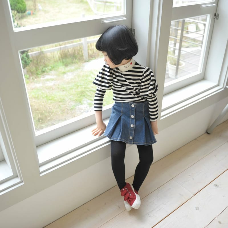 MOMO ANN - Korean Children Fashion - #Kfashion4kids - Button Denim Skirt Pants - 8