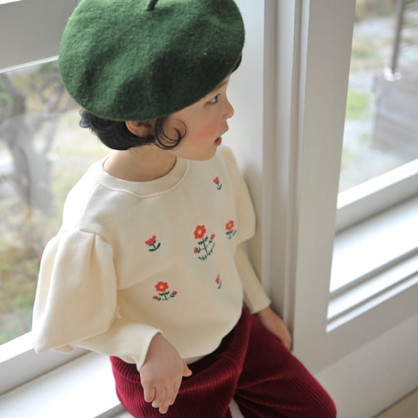 MOMO ANN - Korean Children Fashion - #Kfashion4kids - Flower Embroidery Sweatshirt - 2
