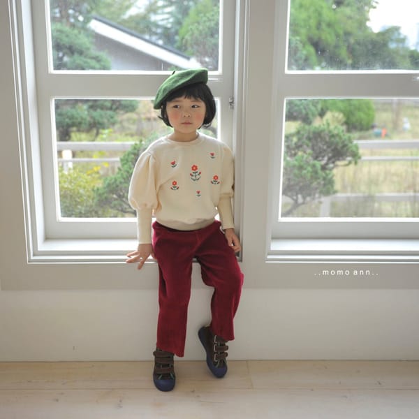 MOMO ANN - Korean Children Fashion - #Kfashion4kids - Flower Embroidery Sweatshirt - 4