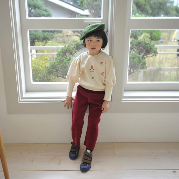MOMO ANN - Korean Children Fashion - #Kfashion4kids - Flower Embroidery Sweatshirt - 5