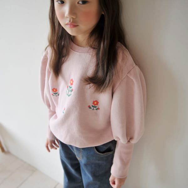 MOMO ANN - Korean Children Fashion - #Kfashion4kids - Flower Embroidery Sweatshirt - 6