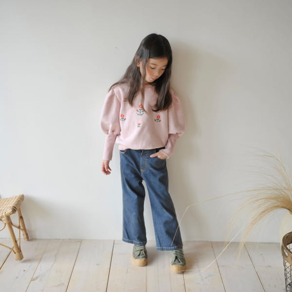 MOMO ANN - Korean Children Fashion - #Kfashion4kids - Flower Embroidery Sweatshirt - 8