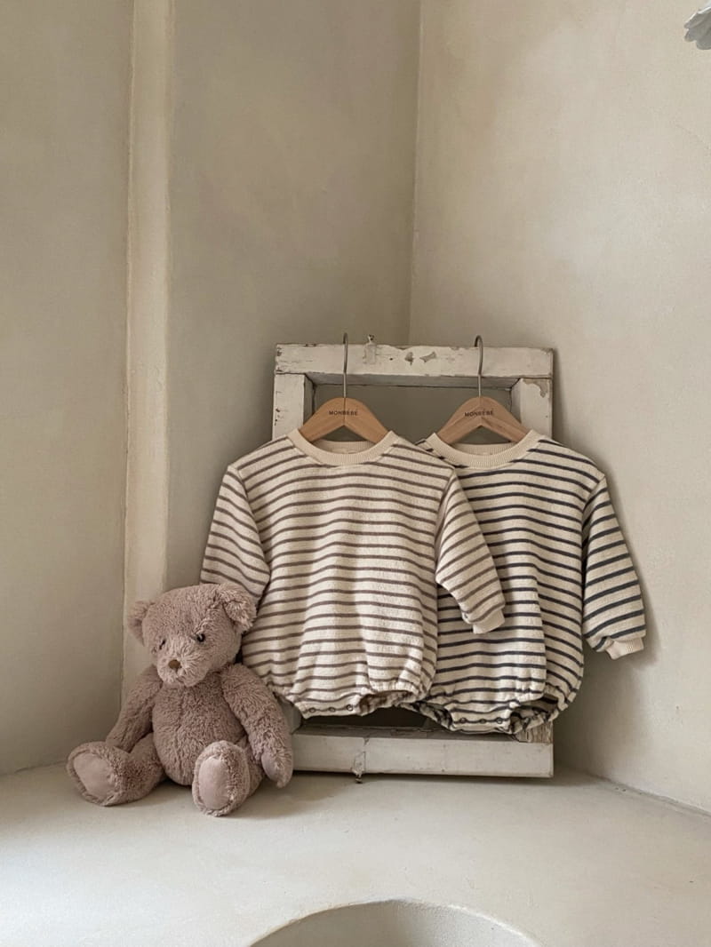 MONBEBE - Korean Children Fashion - #Kfashion4kids - Fleece Stripes Bodysuit