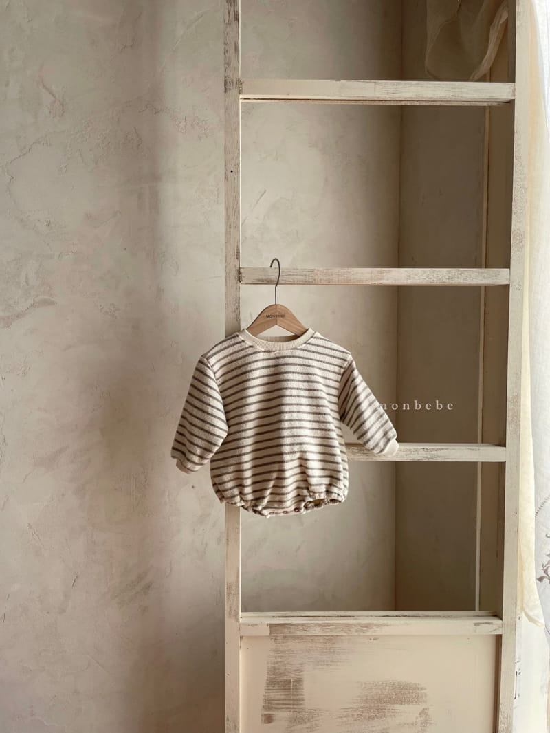 MONBEBE - Korean Children Fashion - #Kfashion4kids - Fleece Stripes Bodysuit - 3