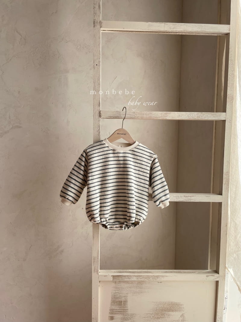 MONBEBE - Korean Children Fashion - #Kfashion4kids - Fleece Stripes Bodysuit - 4